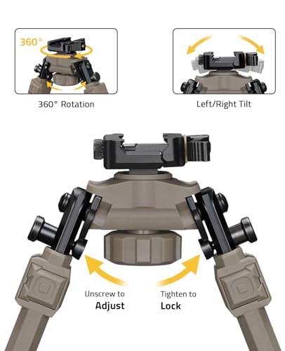 Image of CVLIFE Picatinny Bipod Quick Release Swivel and Tiltable Head Bipod
