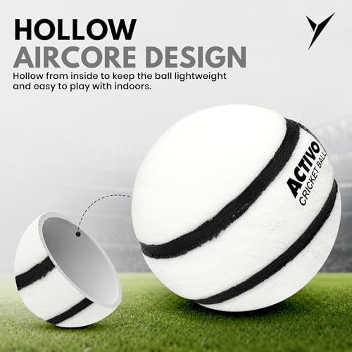 Image of jaspo Activo Air Core Indoor Cricket Ball |PU Material |Hollow Aircore Design |Soft Impact Play | 75g Lightweight |Safe for Indoor Cricket |Non-Toxic Build |Comfortable Grip |Durable & Kids-Friendly