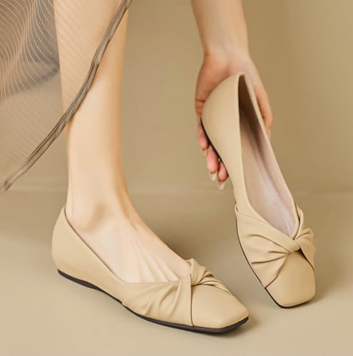 Women's Dressy Flats Shoes Square Toe Bow Ballet Flats Shoes Comfortable Slip On Flats Elegant Mary Jane Dress Shoes Casual Walking Loafers2