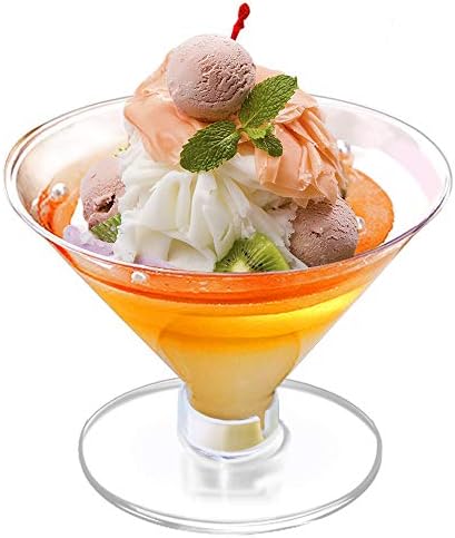 EgieMr Plastic Martini Glasses, Disposable Cocktail Glasses Dessert Cups 25 Pcs for Weddings Party Champagne, Appetizers and Desserts, 5 Fl Oz