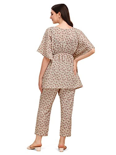 Image of NAINVISH Cotton Blend Kurta Pant Set | Ethnic Kaftan Co Ord Pant Set | Casual Wear Kaftan Pant & Top Set | Fancy Kaftan Top & Pant Set | Women Top & Pant