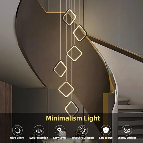 Plafonnier haut plafond variable MOCHAMIK grand lustre escalier - 6