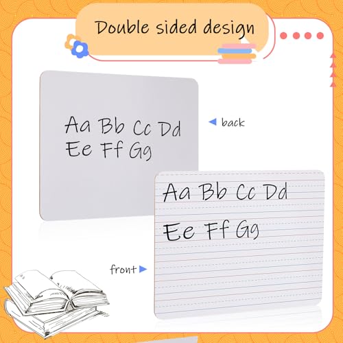 Image of 24 Pack Dry Erase Boards with Lines, 9 x 12 Inch Double Sided Mini Whiteboards for Students, Classroom Lapboards for Kids, Teachers, Homeschool, Includes 24 Erasers, Bulk Lined Whiteboards