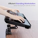 Klearlook Upgraded Adjustable Keyboard Tray for Above Desk & Under Desk Use - Ergonomic Sit-Stand Keyboard Riser with 360° Rotation, 24.4"×10" Keyboard Stand with Wrist Rest & Storage Drawer - Black