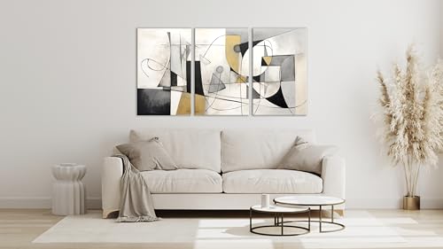 INTELIENZOS Tres cuadros modernos para decoracion de salon 120x61cm, Pack 3 Lienzos de Picasso, estilo abstracto, Abs 6 - imagen 3
