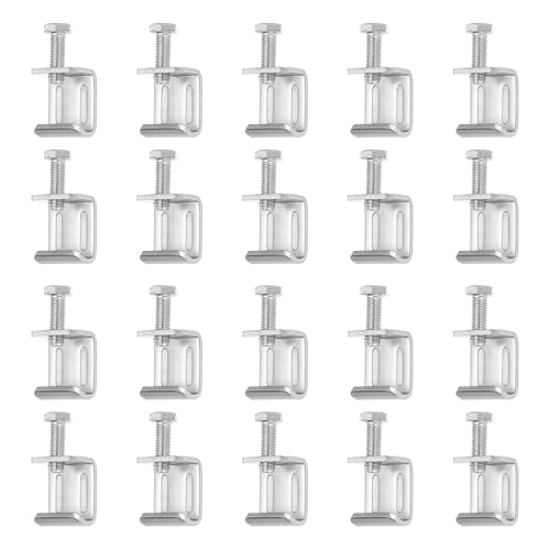 PATIKIL Abrazadera de tubo tipo G, 20 abrazaderas de haz con tornillo M8 de acero inoxidable 304 para conexión de tubo rectangular, montaje de soldadura de carpintería, tono plateado