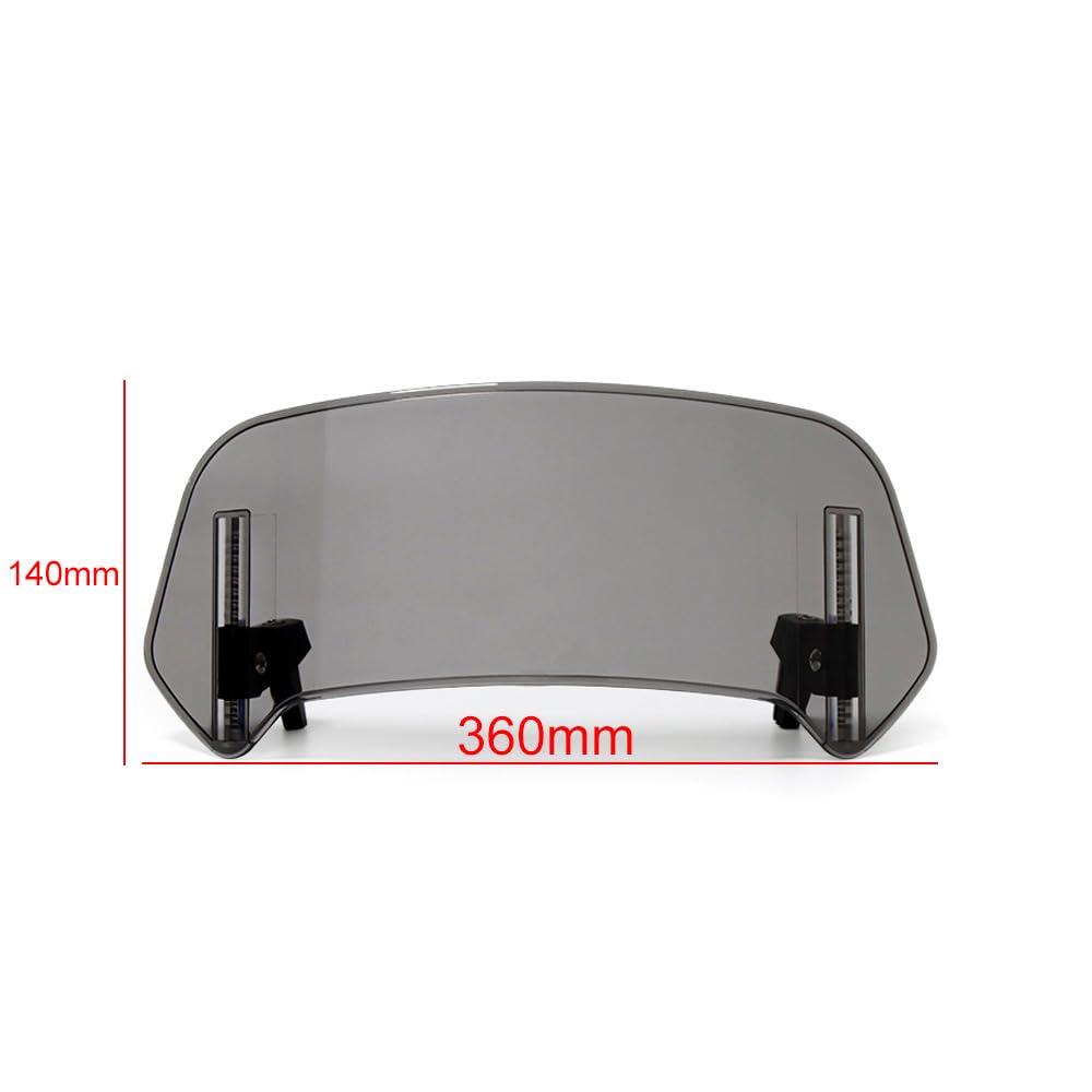 Deflettore Parabrezza Moto Spoiler Parabrezza per Moto per Suzuki Birdie 50, Deflettore Antivento per Parabrezza Deflettore d'Aria per Moto,L Gray