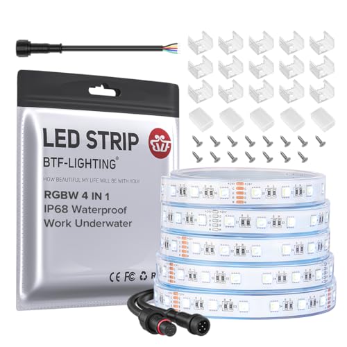 Image of BTF-LIGHTING RGBW LED Strip IP68 Waterproof Cool White DC24V 16.4FT 300LED