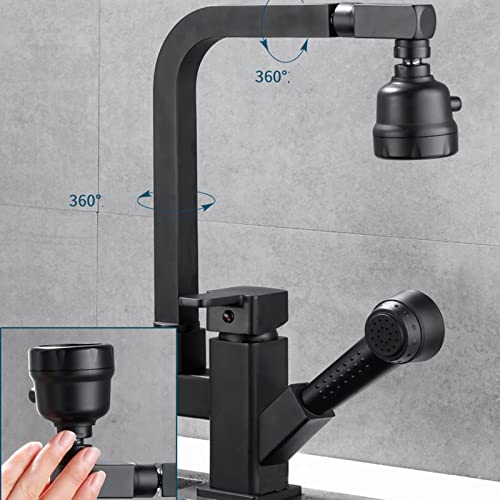 Robinet de cuisine rétractable noir élégant pour décoration d'intérieur