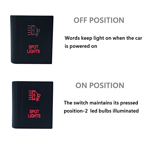 Image of Red Led Car Push Button Switch with Wires for VW Volkswagen Amarok 3Amp 12V (SPOT Lights-Left Side)