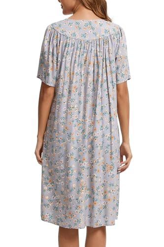 Image of COSUNIONY House Dresses for Women Cotton Short Sleeve House Coat Buttons Down Dusters Robe with Pockets S-XXL