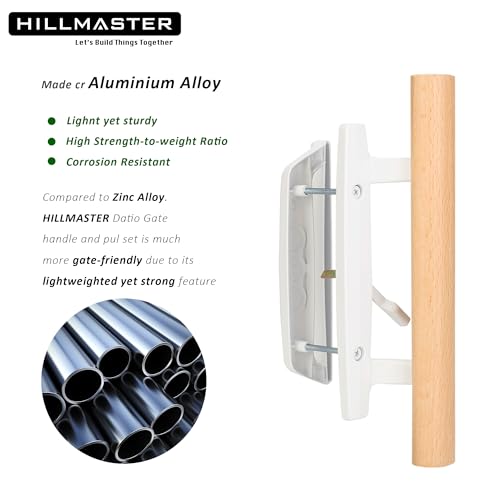 HILLMASTER Patio Sliding Door Handle Set with Mortise Lock 45°,Mortise Style Reversible Design Non-keyed Sliding Patio Glass Door Handles Patio Door Lock,Fits 3-15/16\"Screw Hole Spacing,White Finish