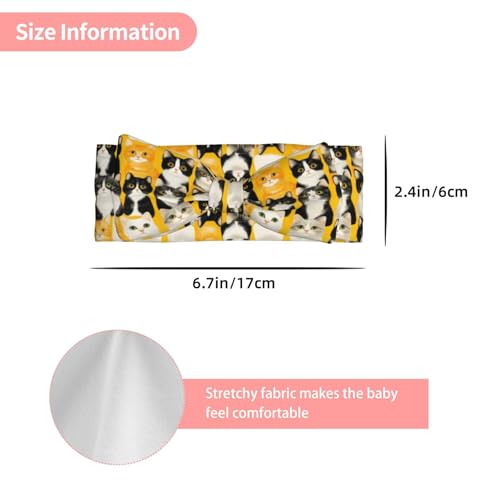 Cute Cats Yellow Print Baby Girl Bows And Headbands 6-12 Months For Baby Girls Newborn Infant Toddlers3