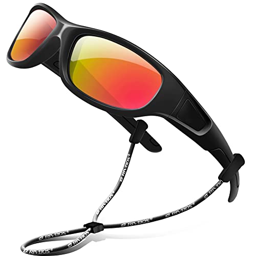 RIVBOS Kids (Age 3-8) Sunglasses Polarized UV Protection Flexible Rubber Glasses Shades with Strap for Boys Girls RBK037
