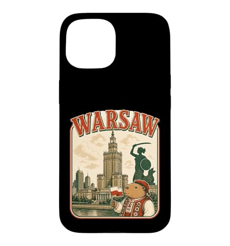 Warsaw Capybara Travel Postcard Poland Case for iPhone 15