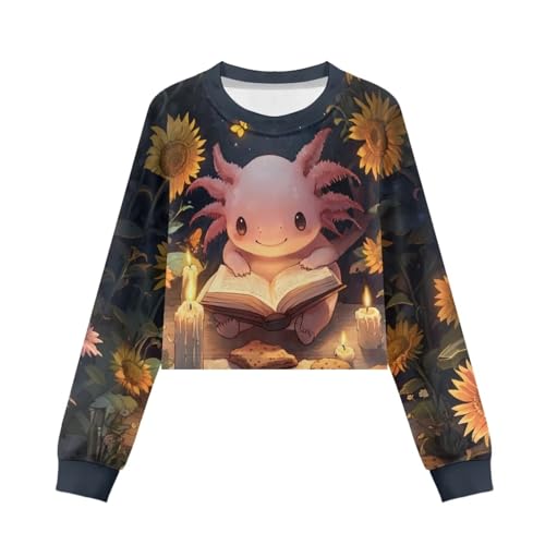 Girls Crop Tops Kids for Years 5-14 Crewneck Long Sleeve Cute Clothes for Girls Cropped Pullover Holiday4