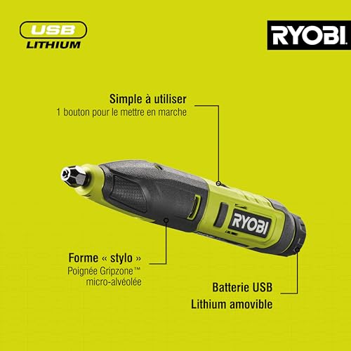 Ciseaux à bois 4V RYOBI RPC4 14 000 cpmin USB C Batterie 2 0 Ah 3 gouges - vue 3