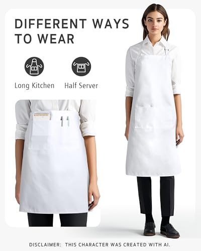 Image of Syntus Chef Apron for Men Women Kitchen Cooking Apron with Pockets, Adjustable Bib Aprons Stain Resistant