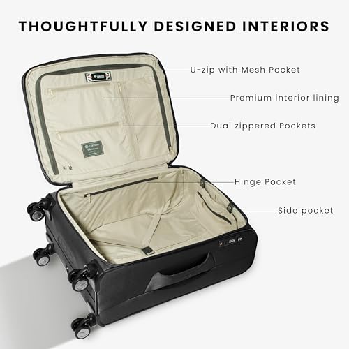 Image of CARLTON Yorkshire Sl | Check-in Trolley Bag, 69.5 Cm Medium Softsided Luggage | 8 Wheels, TSA Lock | Polyester | Premium Suitcase for Travel | 5 Year International Warranty | Black
