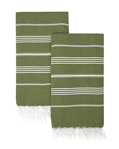 Park&Oz ( 2 Pack ) Turkish Cotton Lightweight Towel | Pre-Washed | Absorbent And Quick Dry | Sand Free | Oversized | Towels For Beach,Pool,Bathroom,Spa,Travel,Camping,Fitness,Yoga (Olive Green) #TOP21