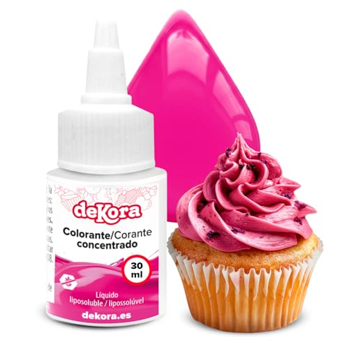 dekora – Super Colors Colorante Alimentario Rosa Liposoluble Concentrado | Ideal para Chocolate, Buttercream y Masas Grasas | Dosificación Precisa | 30 ml