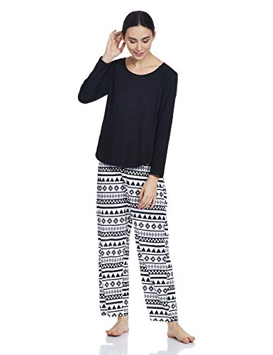 Image of A.T.U.N. (ALL THINGS UBER NICE) Womens Printed Cotton Relaxed Fit Sleepwear Clothing Set | Tees with Pyjama Set