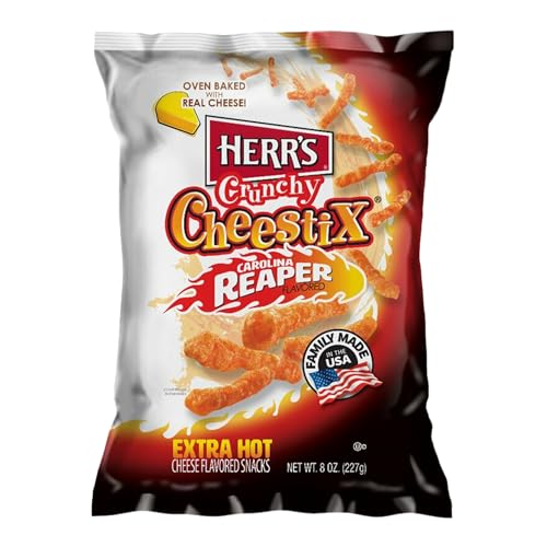 HERR'S CRUNCHY CHEESTIX CHIPS SOUFFLES CAROLINA REAPER - 227g / 8oz