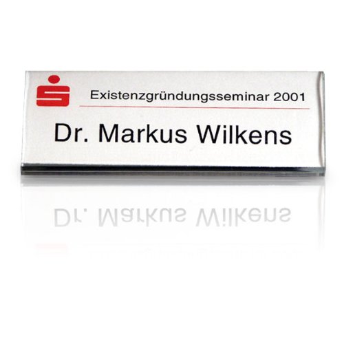 Namensschilder profil 40 Hohlprofil mit Magnetverschluss, Sichtfläche aus Acrylglas 1 VE = 10 Stück, Maße: 7,5 x 4,0 cm Selbstbeschriftung