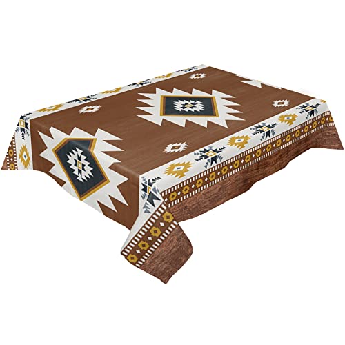 Rectangle Table Cloths 60X84Inch South West Native American Party Tablecloth Linens Table Covers For Kitchen Dinning Wedding Decoration, Anti Stain/Wrinkle, Washable Rust Terra Cotta Burgundy #TOP30