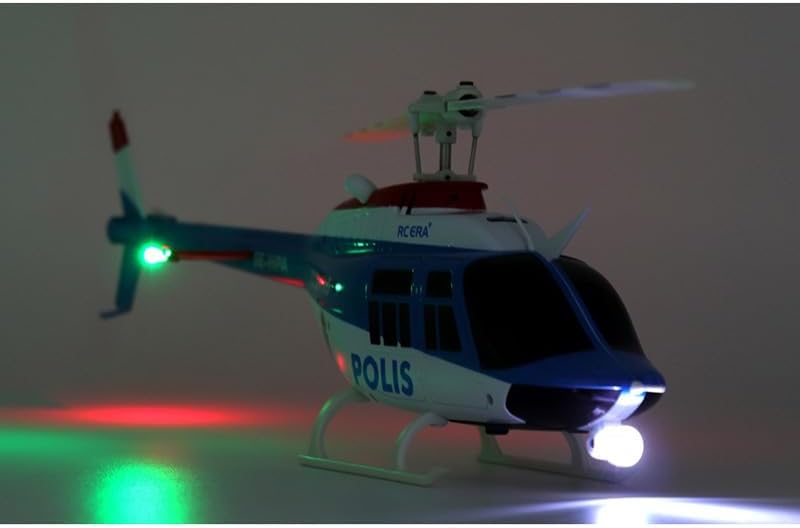 RC ERA C138-PRO Bell-206 Brushless Stabilized 6-Axis Gyroscope 6CH 3D RC Helicopter With Optical Flow Sensor and Upgraded Transmitter - Remote Control Helicopter RTF For Beginner & Adults (Blue)