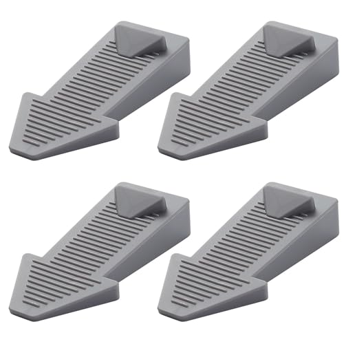 Yatrosynth 4 Piezas Cuña Puerta de Goma para Suelo, Cuña de Puerta Apilable, para Protección de Pared y Muebles, para Baldosas, Alfombras, Pisos - Gris