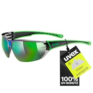 Uvex Erwachsene Sportstyle 204 Sportsonnenbrille, Black-Green, Einheitsgröße