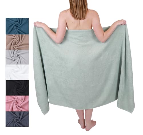 Betz Badetuch XXL 100x200 cm – 1 Stück – Saunatuch & Strandtuch aus 100% Baumwolle, 360 g/m² – saugstark & weich – großes Handtuch mit Aufhänger – Serie Berlin – Farbe Jade