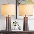 RORIANO 24'' Farmhouse Resin Table Lamps Set of 2 for Bedroom Living Room Vintage Traditional Desk Lamps Rustic Nightstand Bedside Lamps for Office Entryway, 2 Bulbs Included (?Earth Brown)