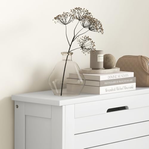 Narrow-Shoe-Storage-Cabinet-for-Entryway-with-3-Flip-Drawers-Slim-Shoe-Rack-Organizer-with-Louvered-Doors-for-6-Pairs-of-Shoes-White Narrow Shoe Storage Cabinet for Entryway with 3 Flip Drawers Slim Shoe Rack Organizer with Louvered Doors for 6 Pairs of Shoes White