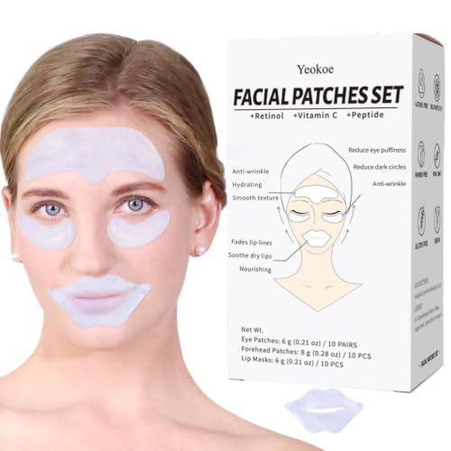 Yeokoe Forehead Wrinkle Patches,Under Eye Patches and Lip Mask 30...