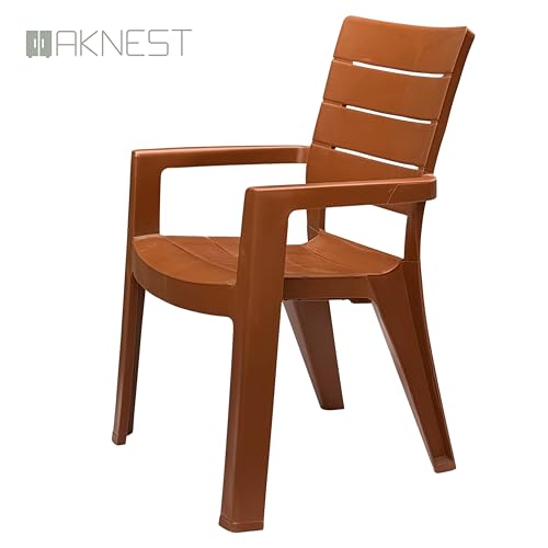 Image of Cello Jordan Polypropylene Plastic Arm Chair | Modern Multipurpose Seating for Home, Office, Garden & Balcony | Ergonomic Indoor & Outdoor Furniture (Color: Sandalwood, Set of 4 piece)