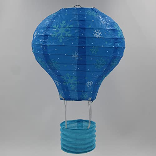 10/12/14/16inch Rainbow Hot Air Balloon Paper Lantern Lampshade Ceiling Christmas Wedding Party Bar Hanging DIY Decoration-Blue Snowflake,14inch 35cm