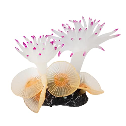 Aquarium Artificial Coral Decoration 8.9cm Tall White Fuchsia