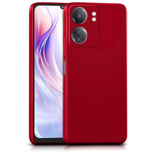 Image of WOW IMAGINE Back Cover for Xiaomi Redmi 13C 4G | Poco C65 | Ultra Slim Soft Rubberised Case | Inner Velvet Fabric Lining | Matte Silicone Flexible Mobile Case | Camera Protection - Crimson Red