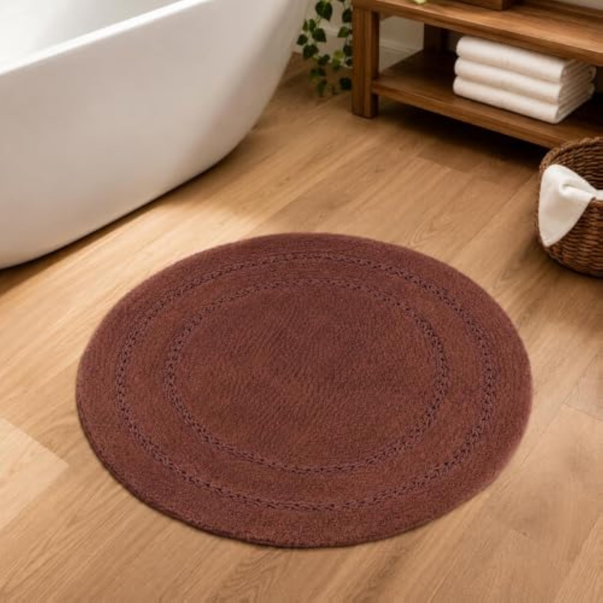 Unique SHEMTRON Collection Cotton Bath Mat, Round