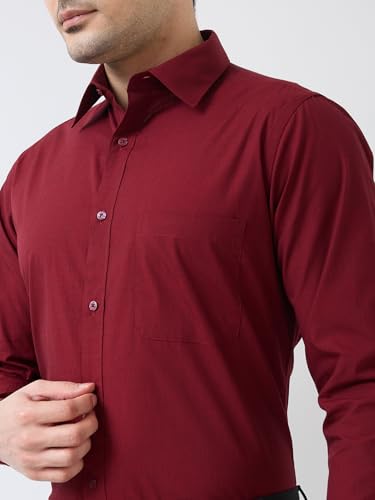 Image of Raymond Men Slim Fit Fil-A-Fil Pattern Pure Cotton Semi Cutaway Collar Full Sleeve Formal Shirt