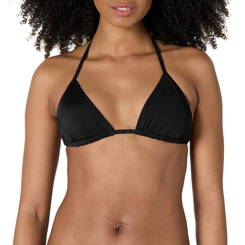 Amazon Essentials Women's Triangle Bikini Top, Washed Black, Medium