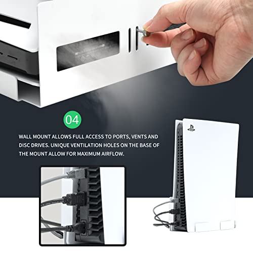 PS5 Wall Mount Kit, PS5 Wall Mount with Playstation 5 Controller Holder