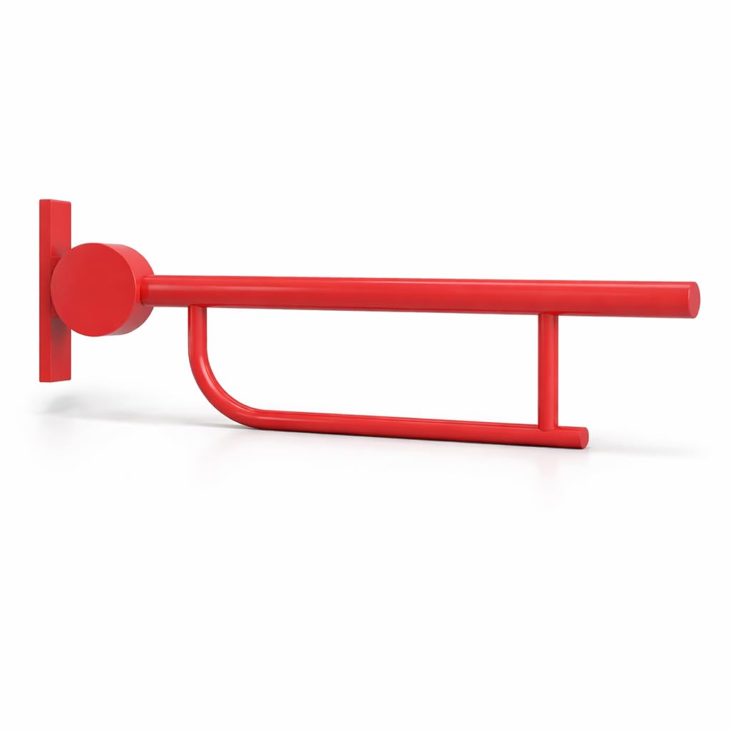 Armitage Shanks Contour 21 800 mm szyna wsporcza na zawiasach, czerwony, składany uchwyt dla niepełnosprawnych toalet, montowany na ścianie, do łazienki, szyna, zgodna z Doc M, nośność 85 kg