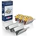 Taco Holder Stand Set of 2, Oven Grill Safe Stainless Steel Taco Tray with Side Handle, Each Rack Holds Up to 3 Tacos, Size 4'' x 8'', Dishwasher Safe, Smooth Edge