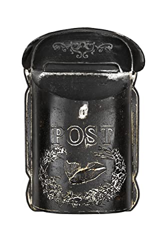 Creative Co-Op Black Embossed Tin Letter Post Box, 10" X 15.5" #TOP4