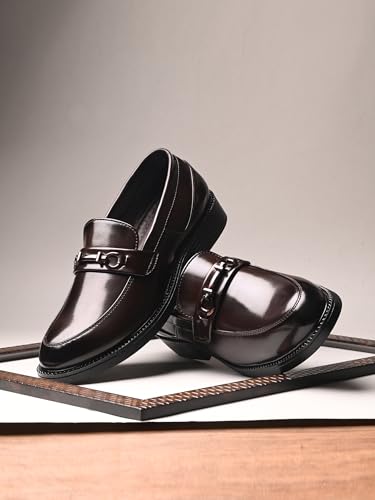 Image of STANPHORD Men Formal Loafer Shoes | Patent PU Slip-On Moccasins | Flat Rubber Sole | Casual Office Driving Travel Wear | Lightweight (TPSL S1)