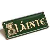 Sláinte Blechschild 28x12cm - Irisches Prost Metallschild Grün Gold - Keltische Wanddeko mit Knotenmuster - Vintage Nostalgieschild Irish Pub - Rustikale Bar Dekoration im Used-Look