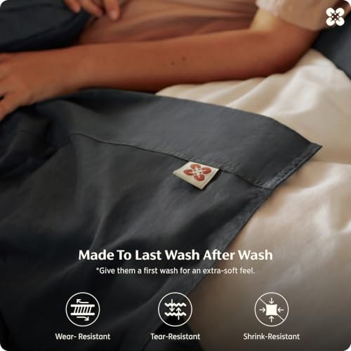 Image of Bedsure PureWoven 100% GOTS Organic Cotton Sheets, California King Size | Eco-Friendly, 17 inch Deep Pocket with Corner Straps, Luxury Hotel Soft, Breathable & Durable Sateen Bed Sheets, Charcoal